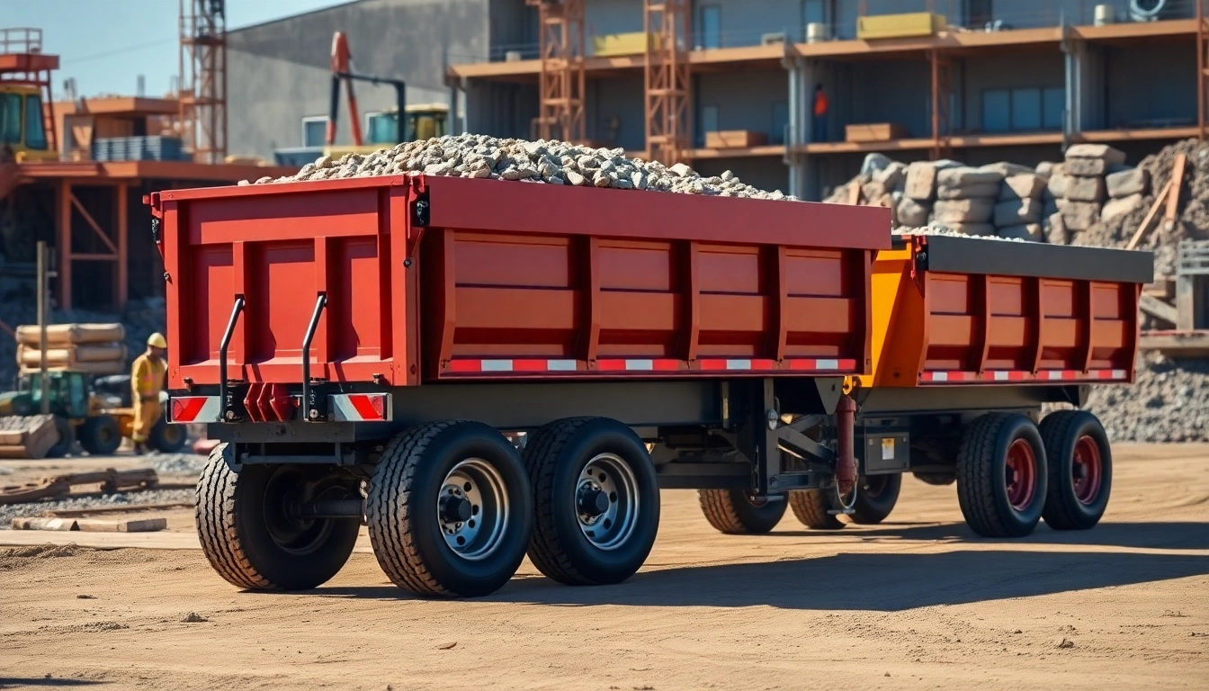 Hydraulic dump trailers for sale showcasing durability and utility in a construction environment.